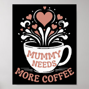Affiche Maman a besoin de plus de café maman puns fatigué 