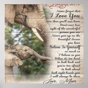 Affiche Maman À Ma Fille Lettre, Fille Cadeau Anniversaire