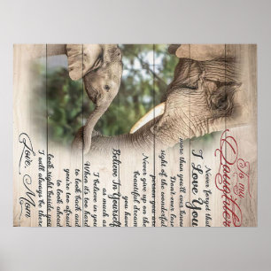 Affiche Maman À Ma Fille Lettre, Fille Cadeau Anniversaire