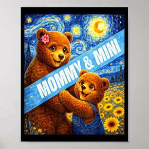 Affiche Maman & mini ours mignon assortis à la fête de
