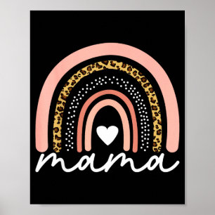 Affiche Maman Arc-en-ciel Bohème Léopard Fête des Mères Ma