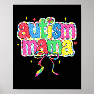 Affiche Maman Autiste à Carreaux Coquette Noeud Papillon S