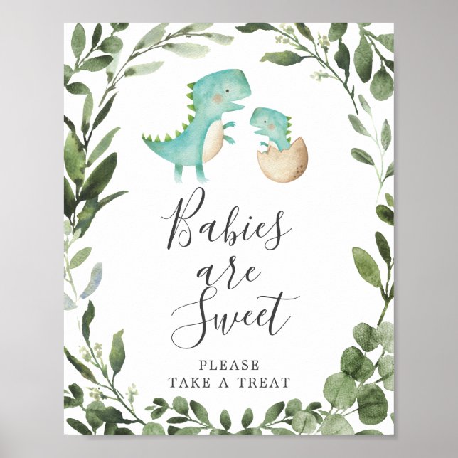 Affiche Maman BabyDinosaur Baby shower Les bébés sont doux (Devant)