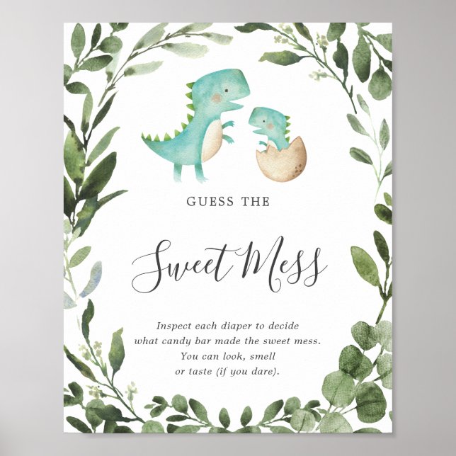 Affiche Maman Bébé Dinosaur Baby shower Devinez La Douce M (Devant)
