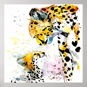 Affiche Maman Bébé Lion cadeau famille, Maman Fille Annive