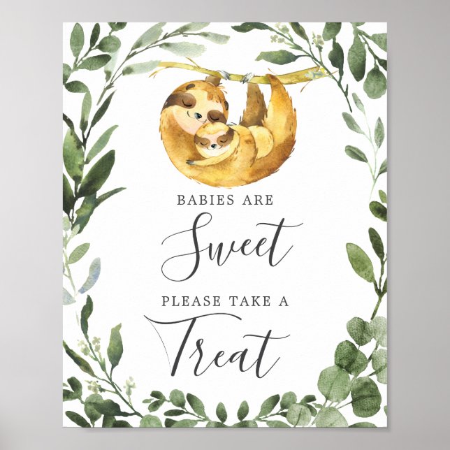 Affiche Maman bébé Sloth Baby shower bébé sont doux signe (Devant)