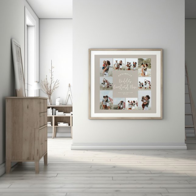 Affiche Maman beige élégant moderne petit collage photo (Créateur téléchargé)