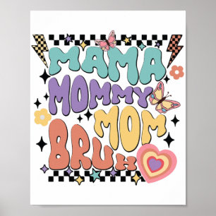 Affiche Maman Bruh Retro Super Fête des mères Vintage Mo
