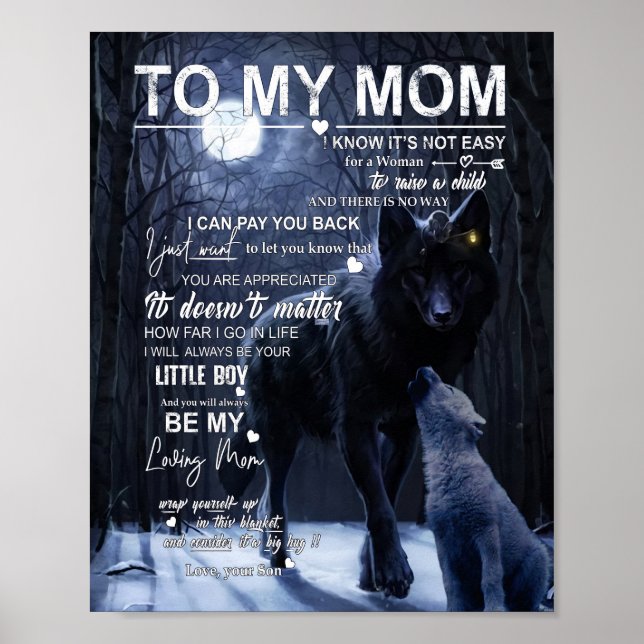 Affiche Maman Cadeaux | Lettre À Ma Mère Amour Du Fils (Devant)
