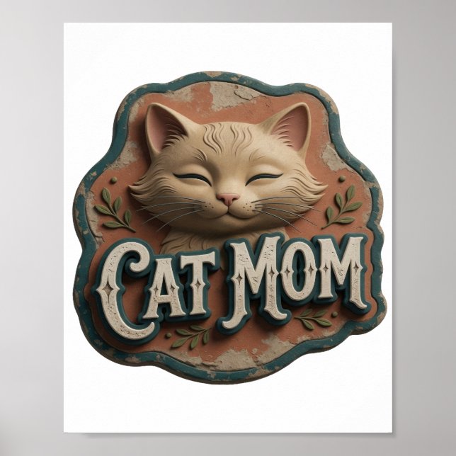 Affiche MAMAN CHAT Argent Iconique (Devant)