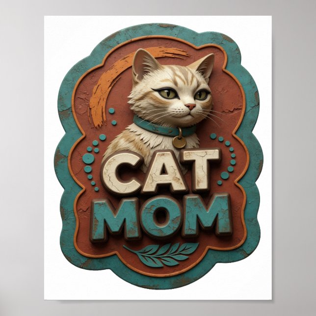 Affiche Maman chat argentée propre (Devant)