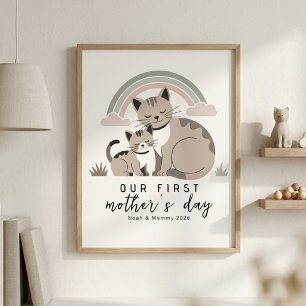 Affiche Maman Chat Chaton Premier Jour de la Fête des Mère