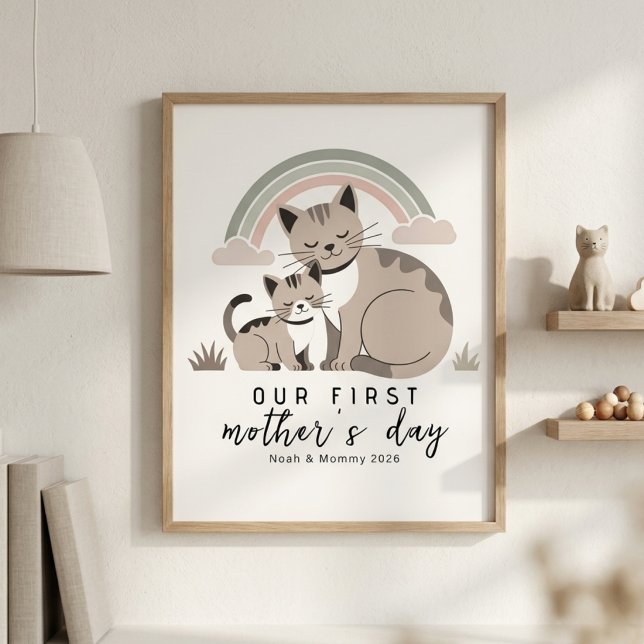 Affiche Maman Chat Chaton Premier Jour de la Fête des Mère (Créateur téléchargé)