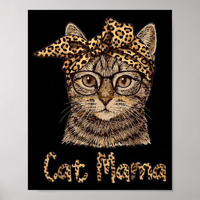 Affiche Maman chat drôle arc léopard pour les amateurs de  (Devant)