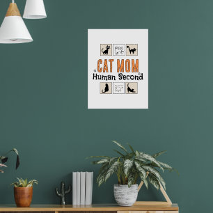 Affiche Maman Chat Humain Deuxième Identité Drôle