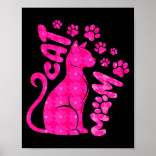 Affiche Maman chat joyeuse fête des mères pour famille d'a