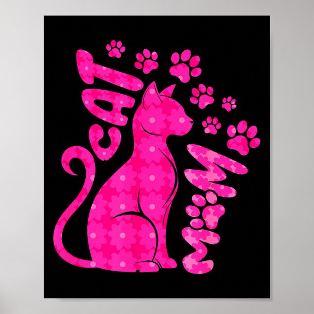 Affiche Maman chat joyeuse fête des mères pour famille d'a (Devant)