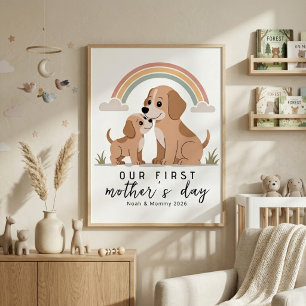 Affiche Maman Chien Chiots Premier Jour de la Fête des Mèr
