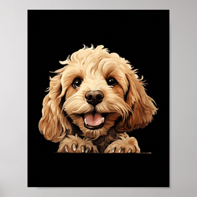 Affiche Maman Chien Cockapoo Papa Regardant Chiot (Devant)