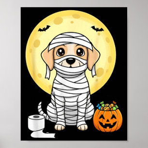 Affiche Maman Chien Mignon Halloween Pleine Lune Chiot Tou