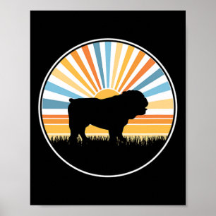 Affiche - Maman Chien Papa Chien Rétro Coucher de Soleil A