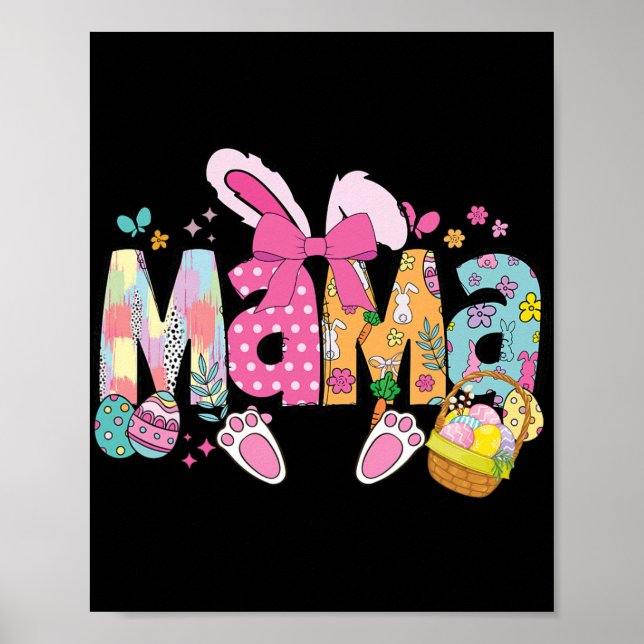 Affiche Maman Coquette Lapin à ruban de Pâques Maman drôle (Devant)