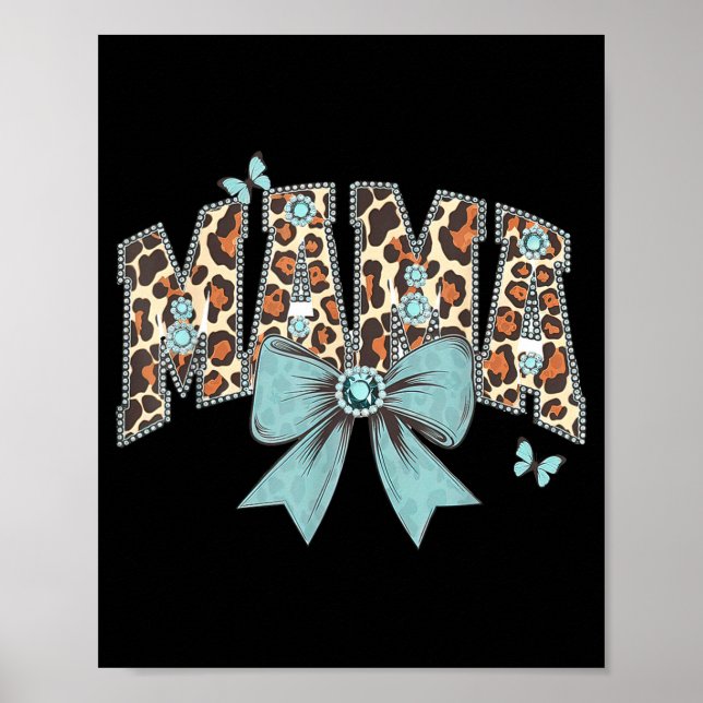 Affiche Maman coquette noeud papillon imprimé léopard guép (Devant)