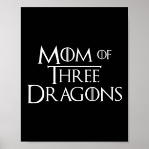 Affiche Maman De 3 Dragons Cadeaux Femmes Fantastiques Fêt