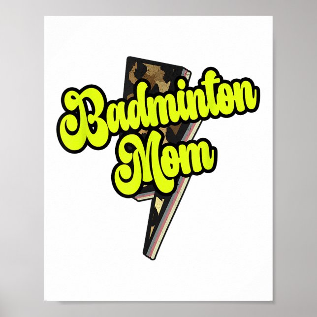 Affiche Maman de badminton Léopard Éclair Tonnerre Sport V (Devant)