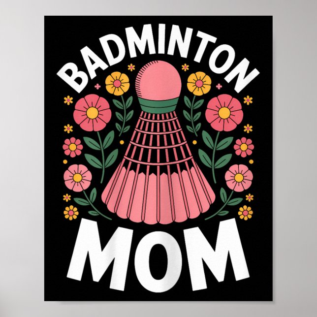Affiche Maman de badminton navette Badminton drôle  (Devant)