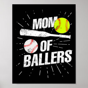 Affiche Maman De Ballers Drôle Baseball Softball Jeu Mère