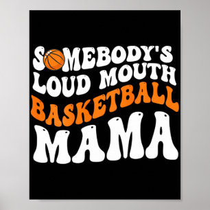 Affiche Maman de basket à grosse bouche Rétro ondulé Groov