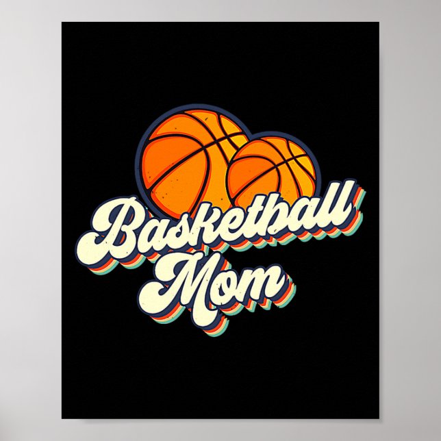 Affiche Maman de basket-ball rétro des années 70, joueuse  (Devant)