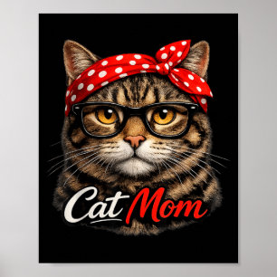Affiche Maman de chat drôle Amoureux de chat mignon Fête d