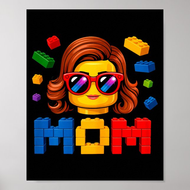 Affiche Maman de famille maître constructeur briques blocs (Devant)