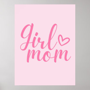 Affiche Maman de fille - Citation Inspirante Rose pour les