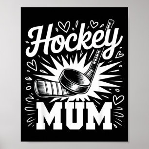 Affiche Maman de hockey cœur famille fête des mères amateu