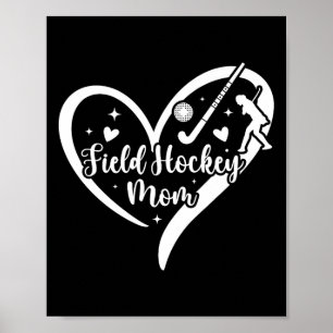 Affiche Maman de hockey sur gazon Cœur Maman d'un joueur d