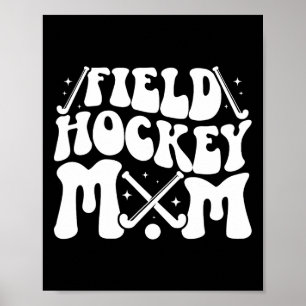 Affiche Maman de hockey sur gazon Maman groovy d'un joueur