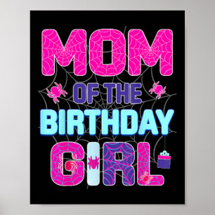 Affiche Maman de la fille d'anniversaire Cute Spider Famil
