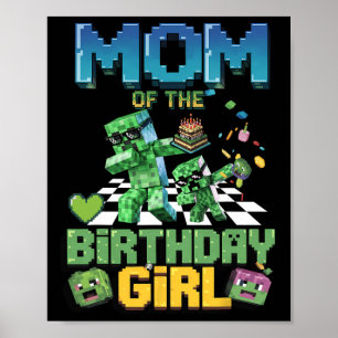 Affiche Maman de la fille d'anniversaire Funny Video Game 