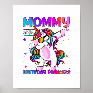 Affiche Maman de la princesse d'anniversaire fille licorne