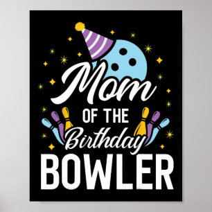Affiche Maman De L'Anniversaire Bowler Bowling Party