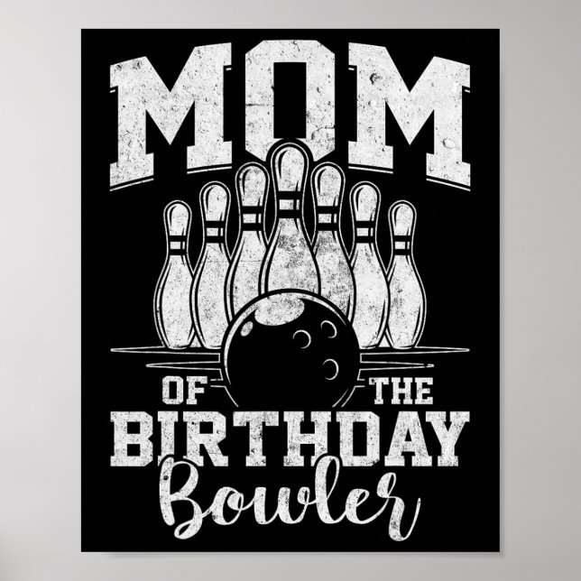 Affiche Maman De L'Anniversaire Bowler Bowling Party (Devant)