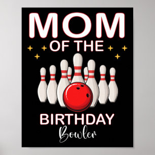Affiche Maman De L'Anniversaire Bowler Kid Boy Girl Bowlin