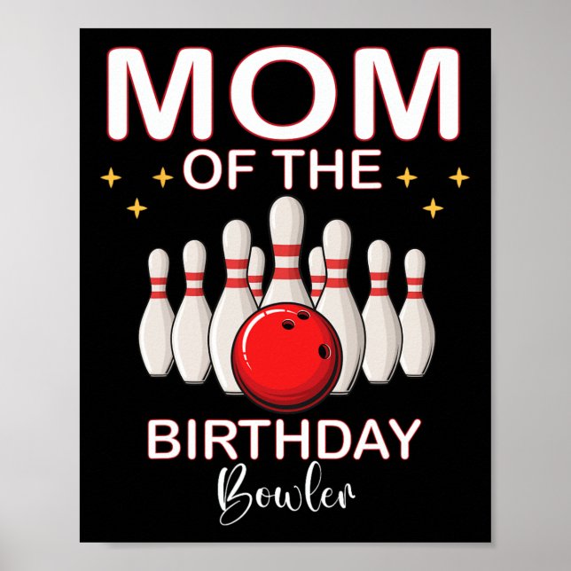 Affiche Maman De L'Anniversaire Bowler Kid Boy Girl Bowlin (Devant)