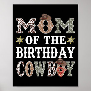 Affiche Maman De L'Anniversaire Cowboy Rodeo Maman
