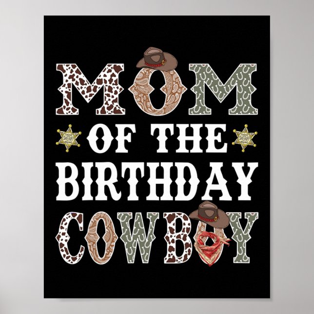 Affiche Maman De L'Anniversaire Cowboy Rodeo Maman (Devant)