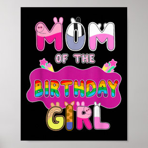 Affiche Maman De L'Anniversaire Fille Famille Pig Party Dé