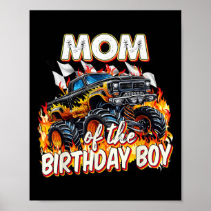 Affiche Maman De L'Anniversaire Garçon Monster Camion Anni